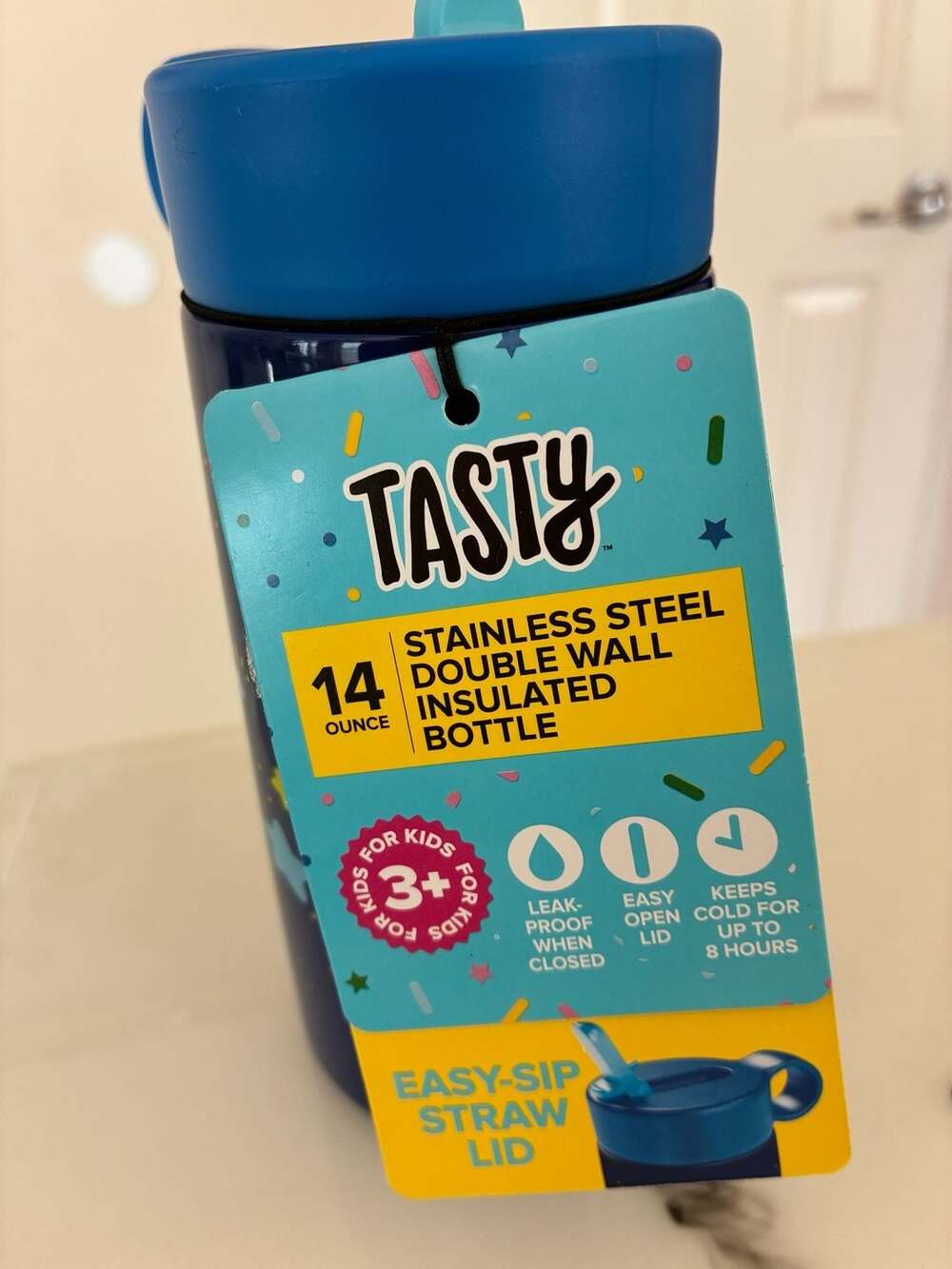 Tasty Stainless Steel Double Wall Insulated Bottle Size 14 Ounce Blue